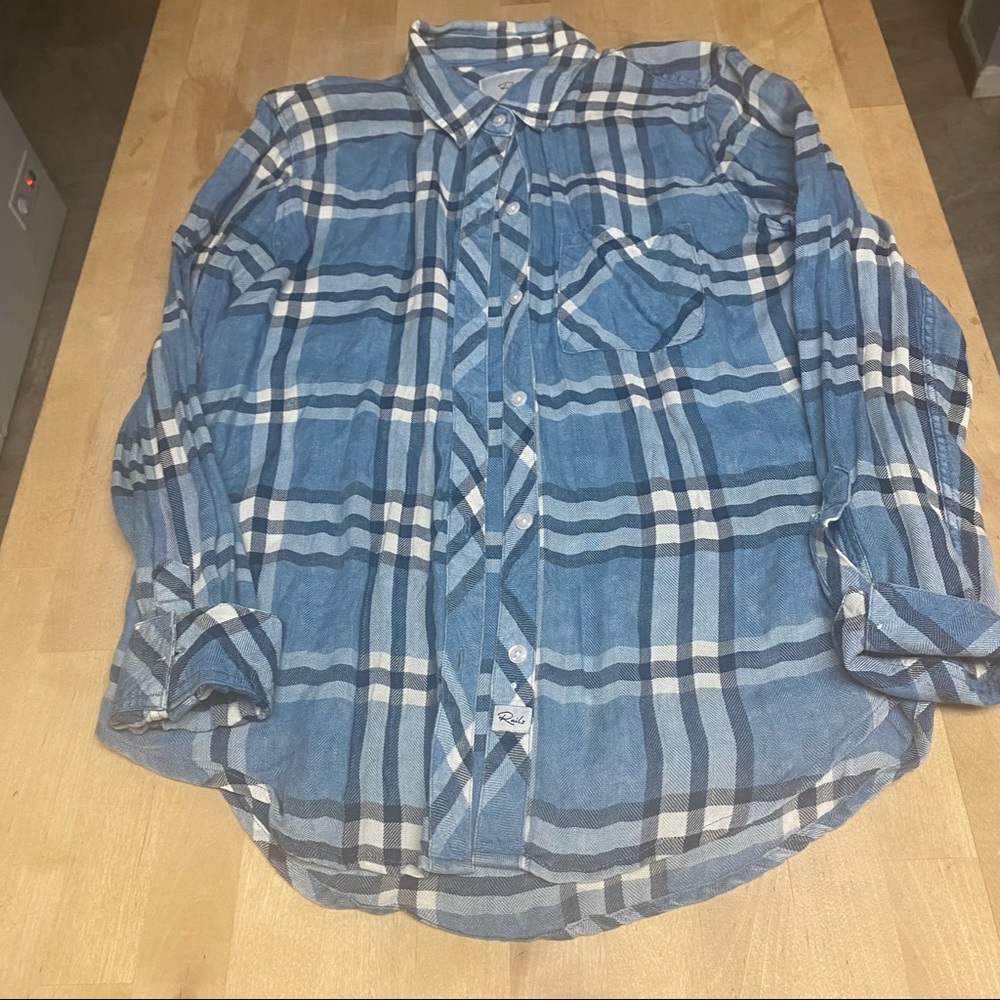 Rails Blue and White Flannel SZ Small